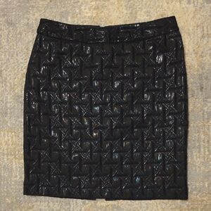 Worthington Black Quilted Skirt Cane Rattan Metallic